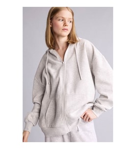 Defacto Pamuklu Oversize Kapüşonlu Gri Kadın Hırka V4233AZ/GR256