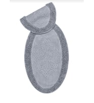 Cotton Special %100 Pamuk 2'li Oval Osmanlı Desen Pamuklu Klozet Takımı Gri