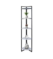 Dekoratif Köşe Rafı 5 Raflı Metal Ve Ahşap Kitaplık Çiçeklik Saksılık 200x31 Cm