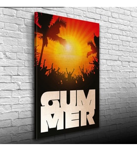 Turuncu ve Siyah Tonlarda Summer Afiş Görseli Kanvas Tablo 50 x 70