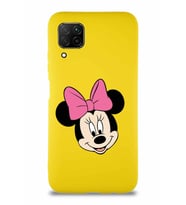 Huawei P40 Lite Soft Premier Kapak Minnie Mouse-C Tasarımlı Silikon Kılıf - Sarı (Şeffaf)