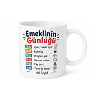 Emeklinin Günlüğü Yazılı Komik Kupa Bardak Emeklilik Hediye Porselen