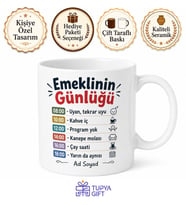 Emeklinin Günlüğü Yazılı Komik Kupa Bardak Emeklilik Hediye Porselen