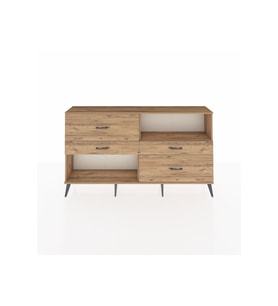 Arges Konsol Tek Raflı 4 Çekmeceli  176x30x99 Çam-Çam