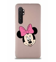 Xiaomi Mi Note 10 Lite Soft Premier Kapak Minnie Mouse-C Tasarımlı Silikon Kılıf - Pudra (Şeffaf)