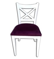 Sandalye 12425 ÇAPRAZ model Kayın RETRO Ayak Babyface kumaş Döşem Beyaz El yapım