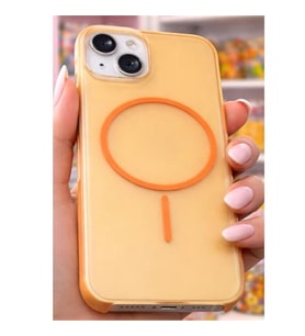 Coverzone iPhone 13 Pro ile Uyumlu FrostLine Yar? Transparan Mat Logo G�steren Soft Silikon K?l?f, ?nce Tasar?m, Darbe Emici Arka Kapak Koruma Turuncu