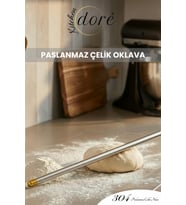 Paslanmaz Çelik Oklava, İnce Hamur Açıcı, Dengeli Ağırlık, Altın Görünümlü