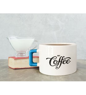 BK Gift Kişiye Özel İsimli Mavi Kulplu Çay & Kahve Fincanı-2, Arkadaşa Hediye, Sevgiliye Hediye