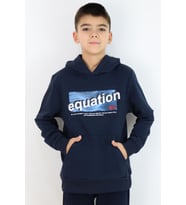 Breeze Erkek Çocuk Sweatshirt Yazı Baskılı Kanguru Cepli Kapüşonlu 8-14 Yaş, Lacivert