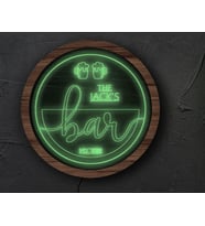 BK Gift Kişiye Özel Led Işıklı Yuvarlak Bar Tabelası, Işıklı Tabela, Bar Dekorasyonu, Duvar Dekoru, Home Bar Tabela-5