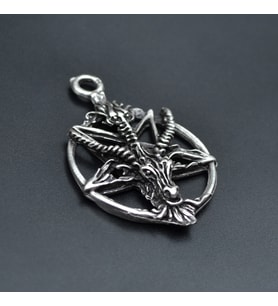 Pentagram Yıldızı Keçi Kafası Kolye Ucu - Antik Gümüş Kaplama - Kod:187