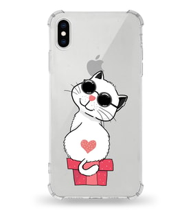 Apple iPhone X Uyumlu Darbe Emici Antişok  Kapak Coolcat Tasarımlı Şeffaf Silikon Kılıf