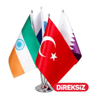 Özel Logolu Masa Bayrağı Dörtlü 15x22,5 cm(Direksiz) (Kırmızı)