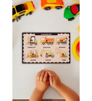 İş Makinaları Puzzle Eğitici Ahşap Tutmalı Yapboz