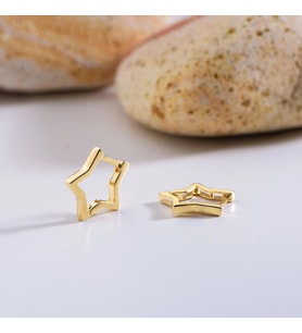 14 Ayar Yıldız Parlak Halka Altın Küpe 1,34 gr
