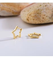 14 Ayar Yıldız Parlak Halka Altın Küpe 1,34 gr