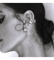 Gümüş Haç Piercing  Tragus Helix Kıkırdak Zirkon Cross Piercing (Çok Renkli)