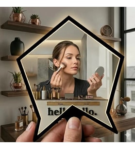 Durukar® Kırılmaz Pleksi El Aynası 10x10cm - Çanta Boyu Geometrik Tasarım - Kadın & Erkek Bakım Ayna