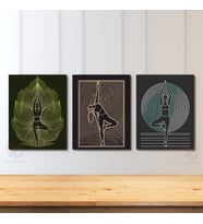 Dikey 3'lü Kanvas Tablo Yoga Pozları Pilates Stüdyo Gym Spor Salonu Duvar Dekoru