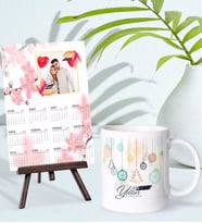 BK Gift Kişiye Özel Yılbaşı Tasarımlı Kupa Bardak ve 13x18cm Fotoğraf Kartlı Şövaleli 2024 Takvim Hediye Seti-51