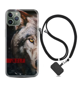 Apple iPhone 11 12 13 14 Pro Max Kılıf Boyun Askılı Silikon Wolf Eyes 1758