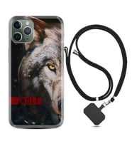 Apple iPhone 11 12 13 14 Pro Max Kılıf Boyun Askılı Silikon Wolf Eyes 1758