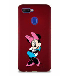 Oppo AX7 Soft Premier Kapak Minnie Mouse-D Tasarımlı Silikon Kılıf - Mürdüm (Şeffaf)