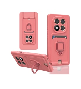 Newface Xiaomi Redmi Note 14 Pro 4G Kılıf Zuma Kartvizitli Yüzüklü Silikon - Pembe