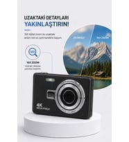 4K Megapiksel Taşınabilir Kompakt Kamera - 16X Dijital Zoom & Dahili Flaş