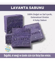 Bitkiselce Saf ve doğal içeriklerle Lavanta Sabunu  450 gr (4 Kalıp)