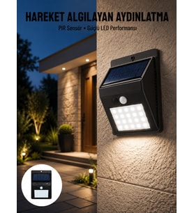 Bahçe Aydınlatması Güneş Enerjili Led Işık Lamba Sensörlü Dekoratif Yeni Nesil