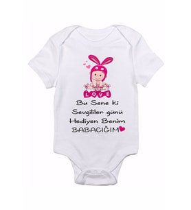 Sevgililer Günü Hediyesi Basklı Bebek Zıbın Body