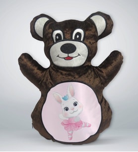 BK Gift Tavşan Tasarımlı Kahverengi Ayıcık Yastık-1