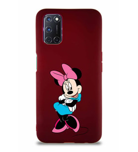 Oppo A92 Soft Premier Kapak Minnie Mouse-D Tasarımlı Silikon Kılıf - Mürdüm (Şeffaf)
