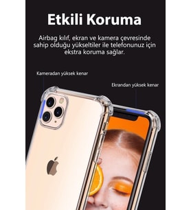 Iphone 12 Pro Max Şeffaf Kılıf Airbağ Korumalı Köşeleri Güçlendirilmiş