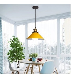 Rsylight Retro Metal Dekoratif Rustik Sarı Tekli Sarkıt Avize Çap 30 cm (Limon Sarı)