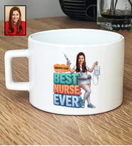 Kişiye Özel Karikatürlü Hemşire Best Nurse Ever Lüks Fincan Tıp Bayramı Hediyesi