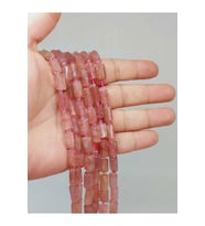 Bileklik Boy Çilek Kuvars Taşı 6x10mm Yarım Dizi (49912) (18CM UZUNLUĞUNDADIR)