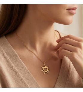 Kişiye Özel 925 Ayar Gümüş Şık Güneş Kolye (Gold)