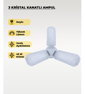 45W Kristal 3 Kanatlı Pervane Ampul 6500K Beyaz Işık