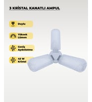 45W Kristal 3 Kanatlı Pervane Ampul 6500K Beyaz Işık