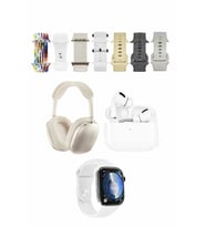 Karler Bass K32 Kombo 7 Adet Kordon Akıllı Saat Airpods Kulaklık Kafa Üstü Kablosuz Kulaklık Set - Beyaz