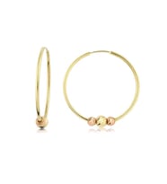 Üç Dorikalı Altın Halka Küpe (Çapı: 3.3cm)