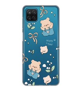 Samsung Galaxy M12 Uyumlu Happy Bears Tasarımlı Şeffaf Telefon Kılıfı