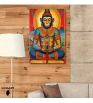 Tekli Dikey Kanvas Tablo Renkli Sanatsal Hanuman Heykeli