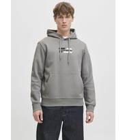 Jack & Jones Erkek Grafik Baskılı Kapüşonlu Sweatshirt - Corp (Gri)