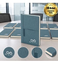 Logonuza Özel 10 Adet 2422 15 x 21 Termo Deri Cepli Çizgili Kurumsal Defter Seti