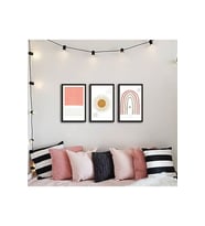 Boho Çocuk Odası Çerçeve Görünümlü Mdf Tablo Seti 3'lü Tr1020 (Çok Renkli)
