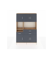Arges Gardrop 9 Raflı 3 Çekmeceli 6 Kapaklı 132x30x195 Çam-Antrasit